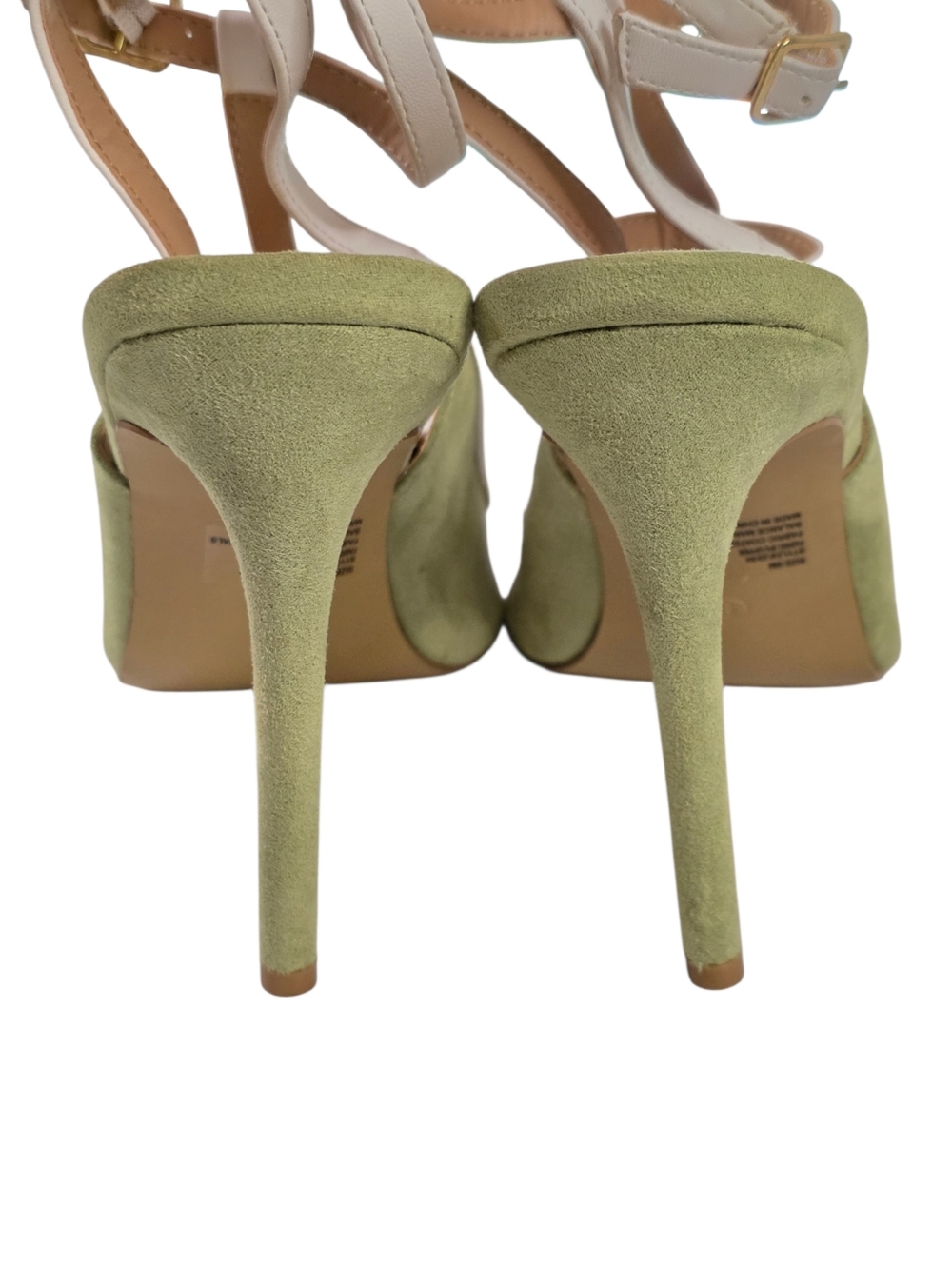 Eva Mendes NY T-Strap Pointed Toe Stiletto Heels Green Faux Suede Pumps Size 9M - Picture 13 of 16